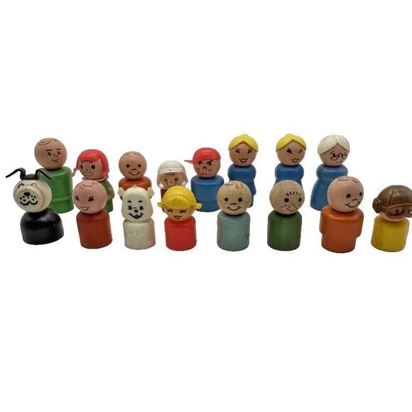 Vintage Fisher Price Little People Lot Wood Plastic Figures 1970s Mixed Set Toys - Picture 4 of 5